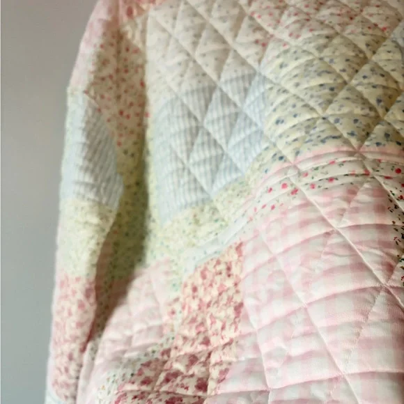 NWT Women's Quilted Patchwork Hoodie - Pastel Pink, Blue and Cream - Picture 4 of 11